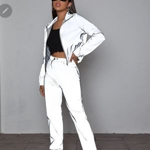 NWOT 2 piece reflective jogger suit